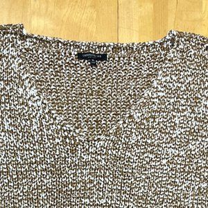 Lafayette 148 XL Sleeveless Brown Speckled Knit V-Neck Relaxed Sweater Vest GUC